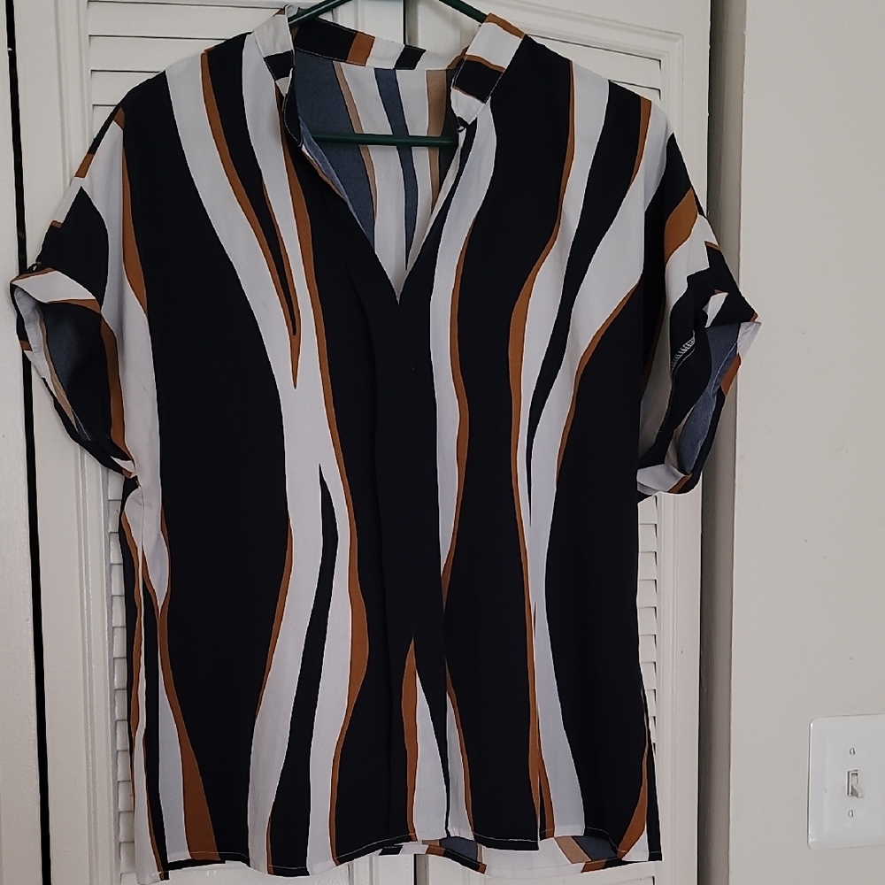 Stylish Black and Brown Striped Women's Top